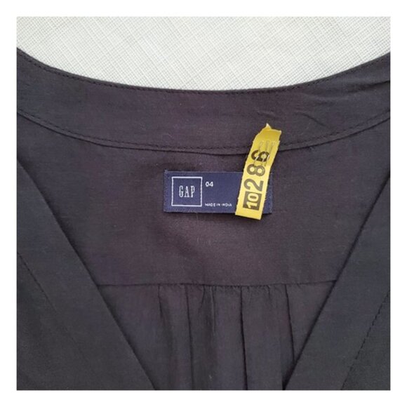 GAP Black Lightweight Button-Front Drawstring Waist Cotton Shirt Dress Size 4 - Picture 5 of 8